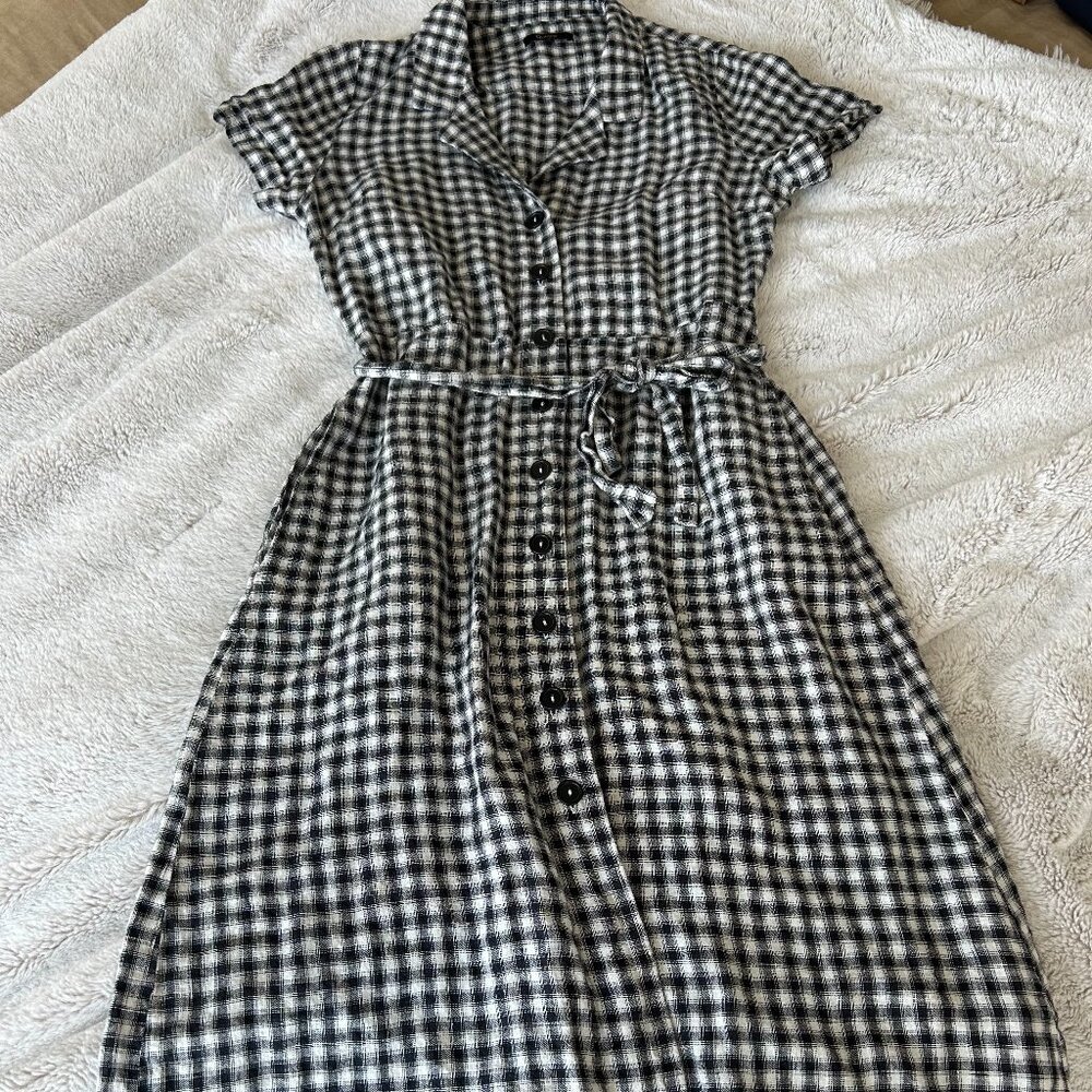100% European Linen Button Front Dress